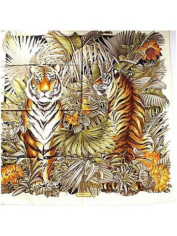 Salvatore Ferragamo Cream Silk Scarf (view 1)