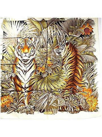 Salvatore Ferragamo Cream Silk Scarf (view 2)