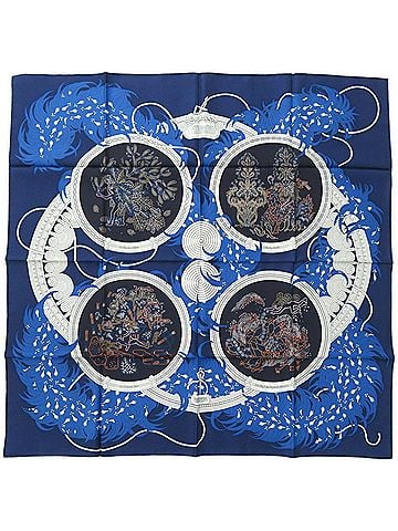 Hermès Blue Silk Scarf (view 1)
