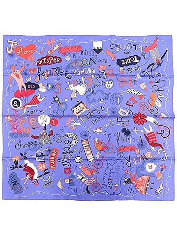 Herm�ès Blue Multi-Color Silk Scarf (view 2)