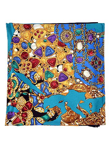Chanel Black Blue Silk Scarf (view 2)