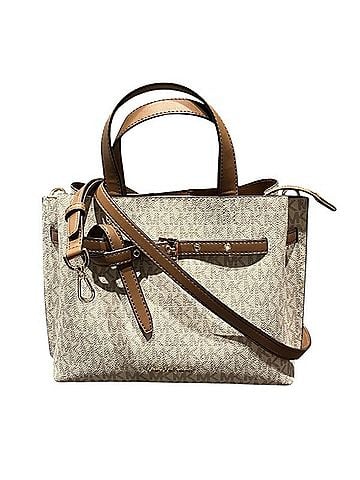 Michael Kors Brown White Coated Canvas Handbag Shoulder Bag (view 1)