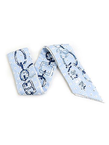 Hermès Blue White Silk Scarf (view 2)