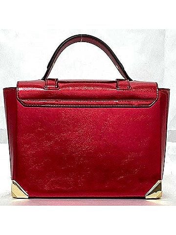 Michael Kors Metallic Red Canvas Leather Handbag Shoulder Bag (view 2)