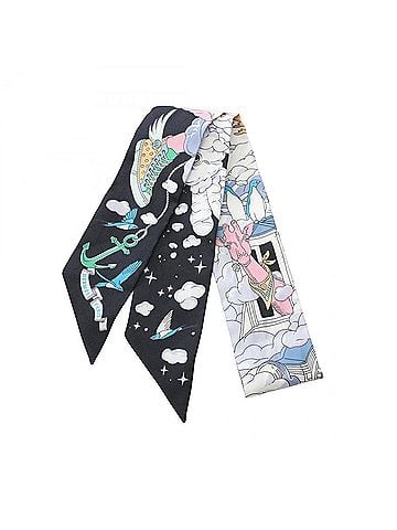 Hermès Black Multi-Color White Silk Scarf (view 1)