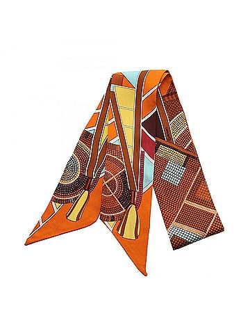 Hermès Multi-Color Orange Silk Scarf (view 2)
