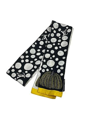 Louis Vuitton Black White Silk Scarf (view 2)