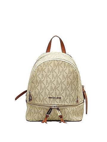 Michael Kors Brown White Pvc Leather Backpack (view 1)