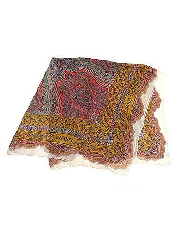 Chanel Multi-Color White Silk Scarf (view 1)