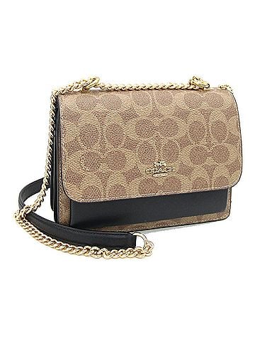 Coach Signature Beige Black Pvc Leather Shoulder Bag (view 1)