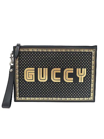Gucci Black Leather Clutch Bag (view 1)