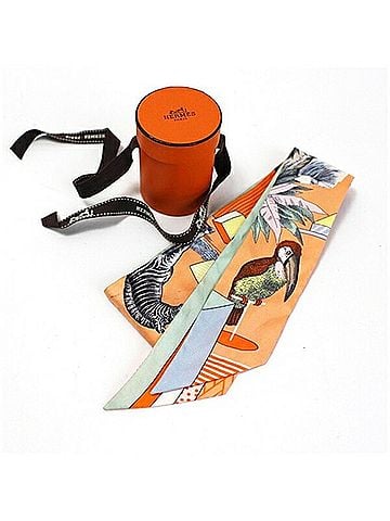 Hermès Multi-Color Orange Silk Scarf (view 2)