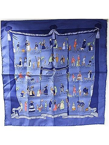 Hermès Blue Silk Scarf (view 2)