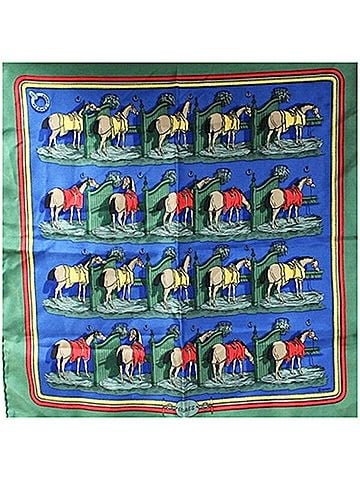 Hermès Blue Green Silk Scarf (view 2)