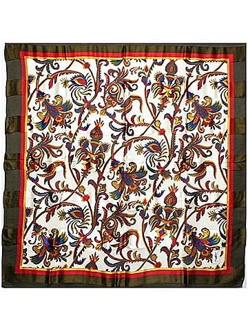 Yves Saint Laurent Khaki Multi-Color Silk Scarf (view 2)
