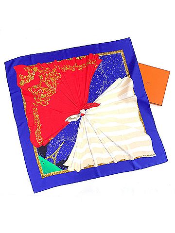 Hermès Blue Silk Scarf (view 2)