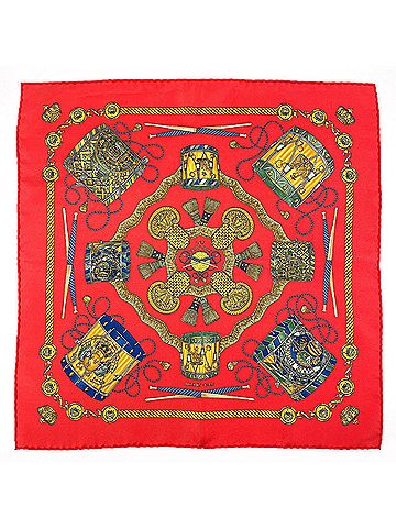 Hermès Red Color Silk Scarf (view 1)