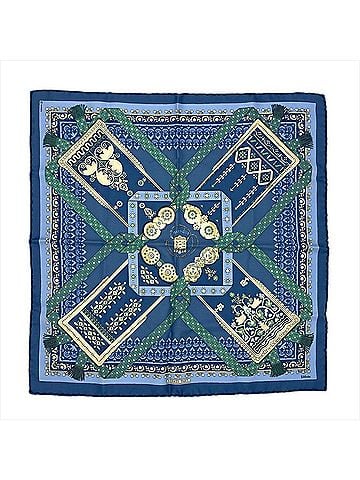 Hermès Blue Silk Scarf (view 1)