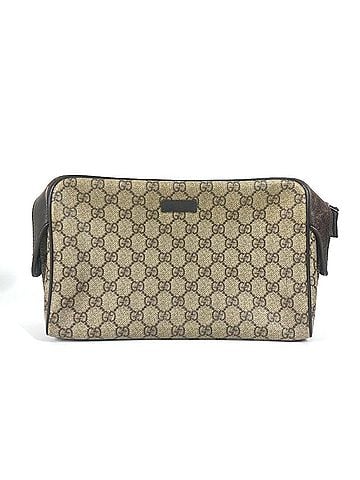 Gucci Beige Brown Gg Supreme Leather Clutch Bag Pouch (view 1)
