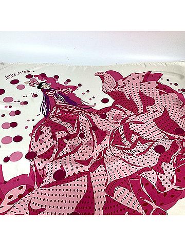 Hermès Pink White Silk Scarf (view 2)