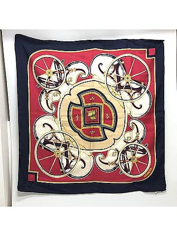 Hermès Multi-Color Navy Silk Scarf (view 1)