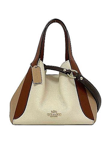 Coach Beige Brown White Leather Handbag Shoulder Bag (view 1)