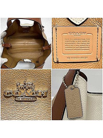 Coach Beige Brown White Leather Handbag Shoulder Bag (view 2)