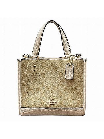 Coach Signature Beige White Leather Handbag Shoulder Bag (view 1)