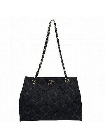 Chanel Matelasse Black Cotton Shoulder Bag (view 1)