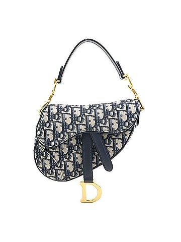 Dior Navy Canvas Handbag Saddle Bag (view 1)