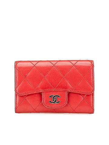 Chanel Red Color Leather Card Case (view 1)