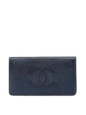 Chanel Navy Grained Calfskin Long Wallet (Bi-Fold) (view 1)