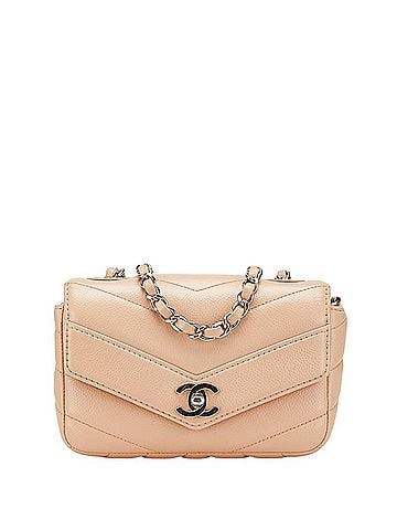 Chanel Beige Grained Calfskin Shoulder Bag (view 1)