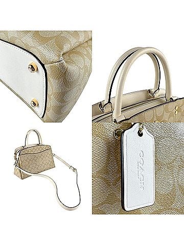 Coach Signature Beige Leather Handbag Shoulder Bag (view 2)