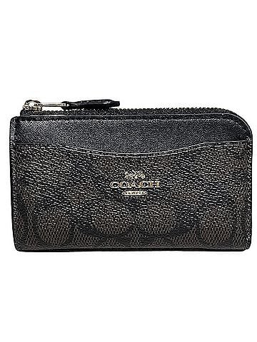 Coach Black Brown Canvas Leather Card Case (view 1)