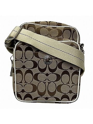 Coach Brown White Canvas Leather Shoulder Bag (view 1)