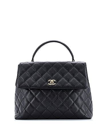 Chanel Vintage Classic Top Handle Flap Bag Quilted Caviar Jumbo (view 1)
