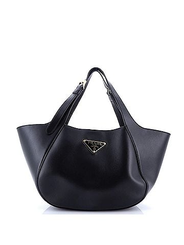 Prada Triangle Logo Buckle Handle Tote City Calfskin Small (view 1)