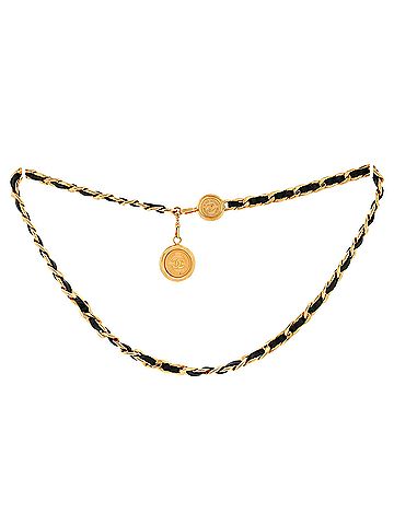 Chanel Vintage Medallion Chain Belt Metal and Leather (view 1)