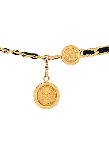 Chanel Vintage Medallion Chain Belt Metal and Leather (view 2)