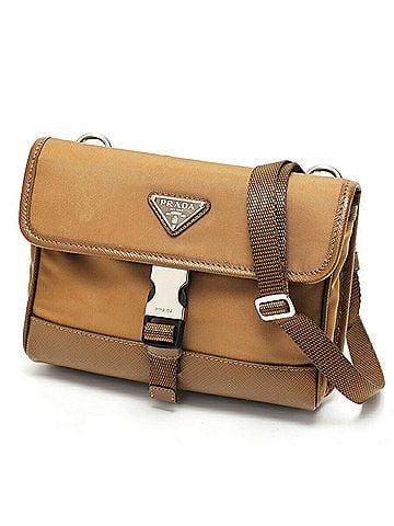 Prada Camel Nylon Leather Shoulder Bag (view 1)