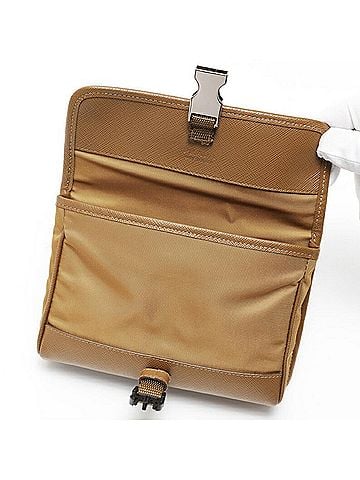Prada Camel Nylon Leather Shoulder Bag (view 2)