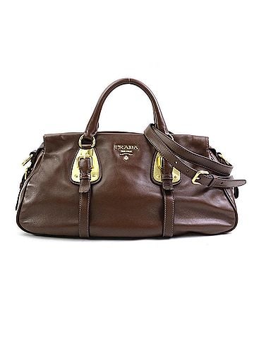 Prada Dark Brown Leather Handbag Shoulder Bag (view 1)