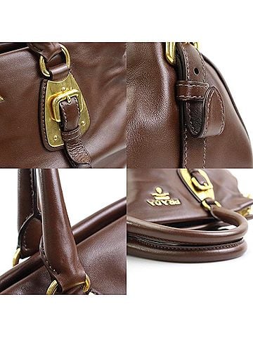 Prada Dark Brown Leather Handbag Shoulder Bag (view 2)