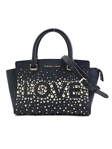 Michael Kors Black Leather Metal Handbag Shoulder Bag (view 1)