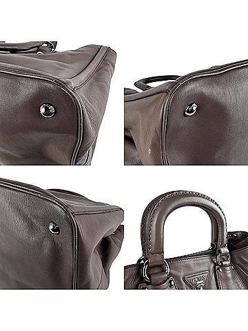 Prada Purple Gray Leather Handbag Shoulder Bag (view 2)