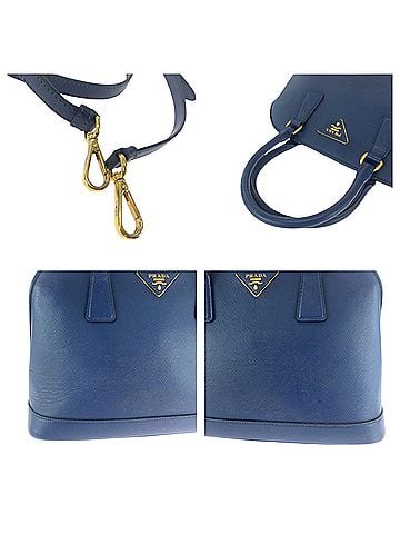 Prada Blue Leather Handbag Shoulder Bag (view 2)