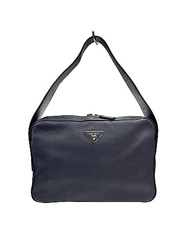 Prada Navy Leather Shoulder Bag (view 1)