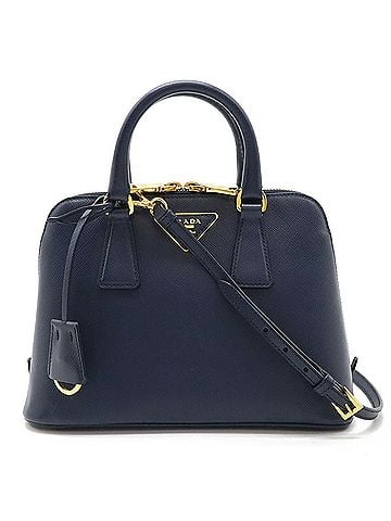 Prada Navy Leather Handbag Shoulder Bag (view 1)