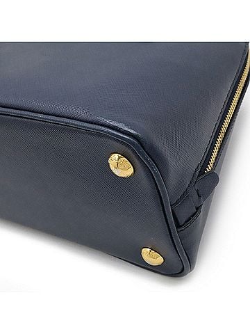 Prada Navy Leather Handbag Shoulder Bag (view 2)